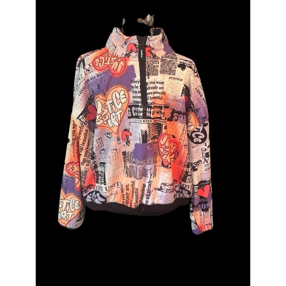 Justice Girls Quarter Zip Jacket‎ Size 16P Colorful Design - Picture 1 of 5